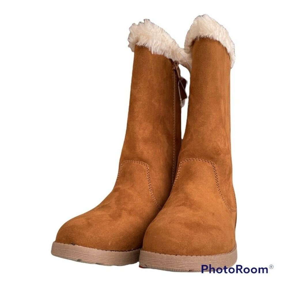 Cat & Jack Girls Winter Boots Brown Faux Fur Lined